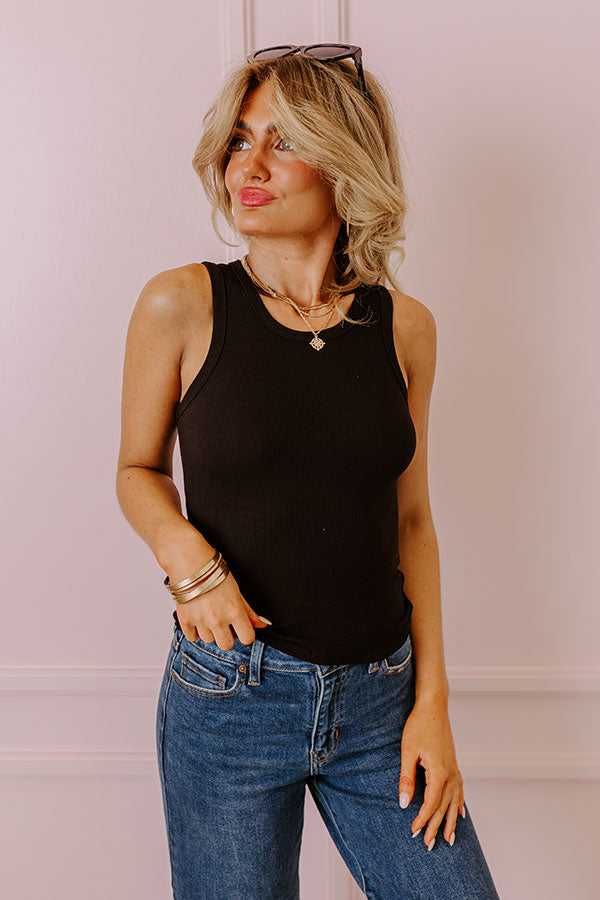 Impressions Not Your Basic Ribbed Top In Black