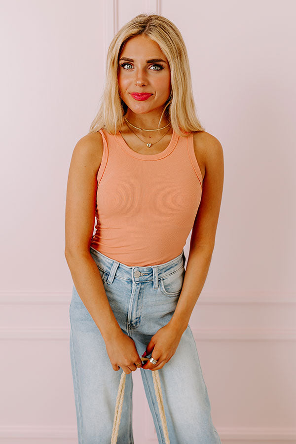 Impressions Not Your Basic Ribbed Top In Orange