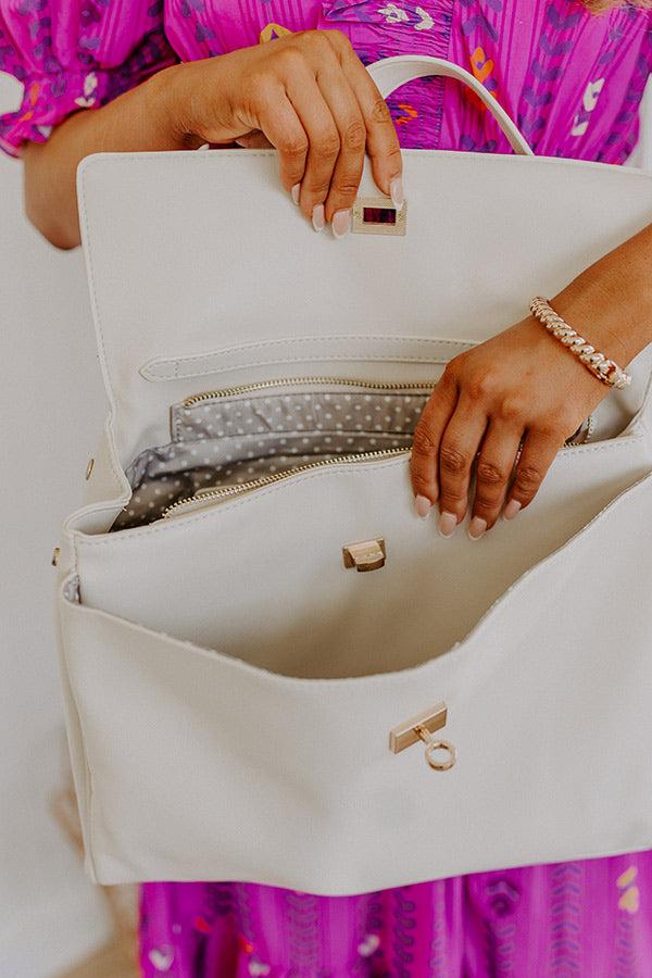 Impressions NYC Chic Faux Leather Tote In Ivory