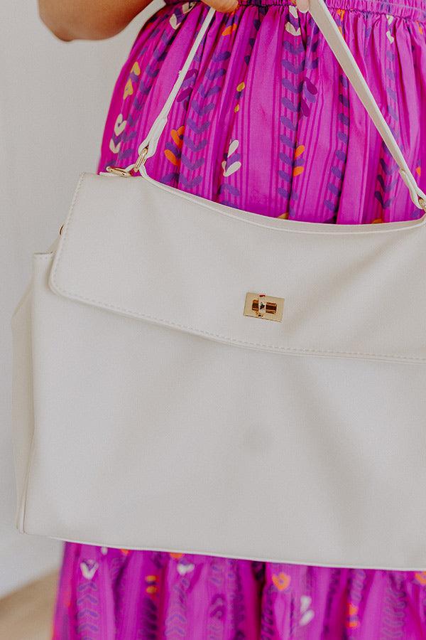 Impressions NYC Chic Faux Leather Tote In Ivory