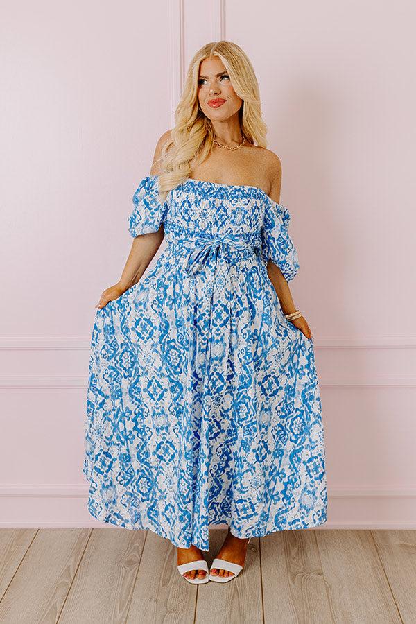 Impressions Ocean Breeze Smocked Maxi Dress Curves