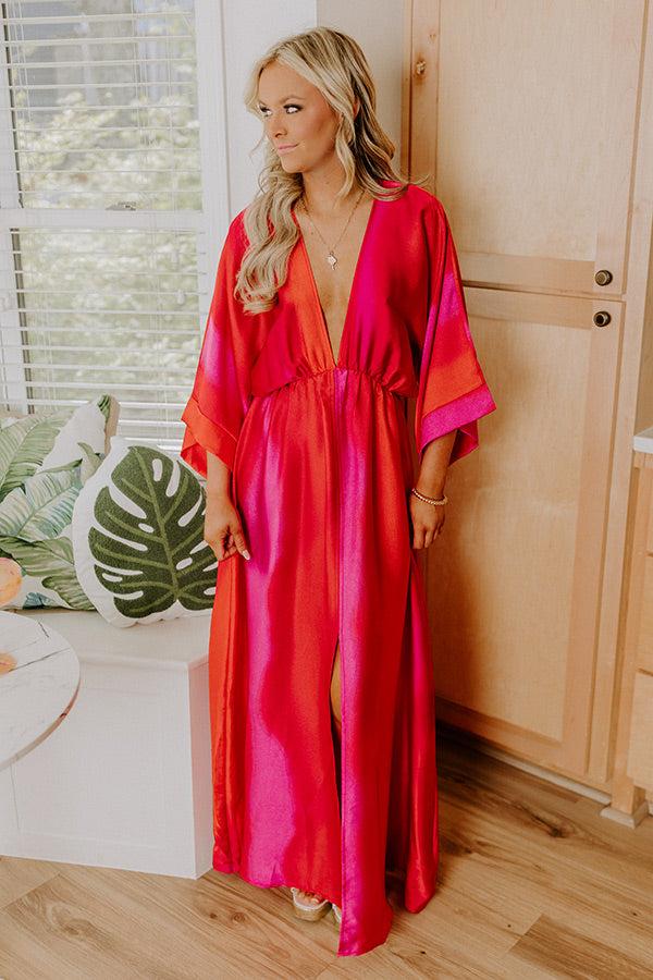 Impressions Ocean Whimsy Satin Maxi Dress