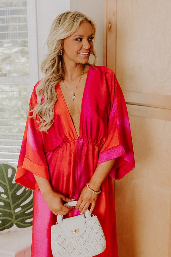 Impressions Ocean Whimsy Satin Maxi Dress