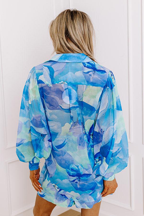 Impressions Oceanic Oasis Chiffon Button Up