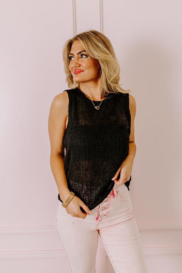 Impressions Oceans Away Knit Top In Black