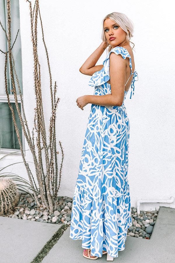 Impressions Oceans Away Smocked Maxi In Sky Blue