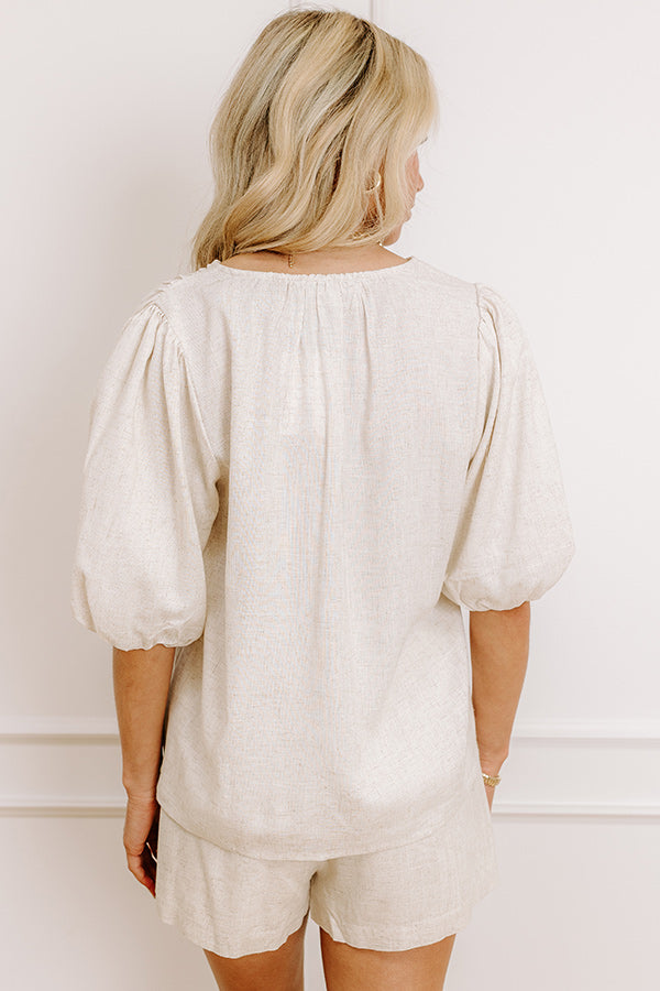 Impressions Oceanside Bliss Linen-Blend Top