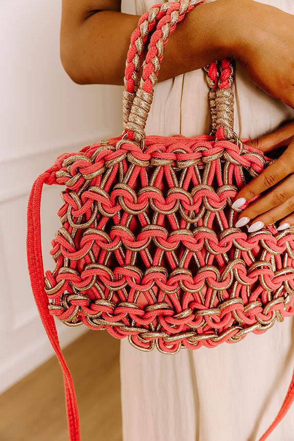 Impressions Oceanside Bliss Woven Purse In Coral