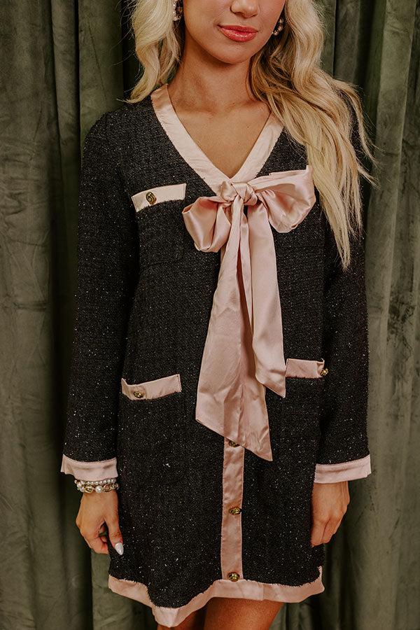 Impressions Office Chic Tweed Mini Dress In Black