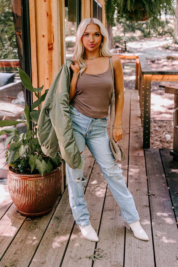 Impressions Oh Snap Crop Top In Mocha