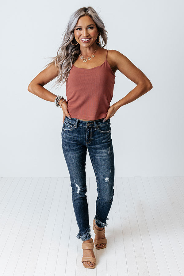 Impressions Oh Snap Crop Top In Rustic Rose