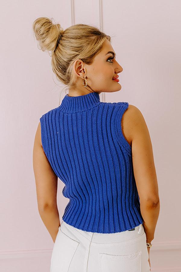 Impressions On A Journey Knit Top In Cobalt Blue