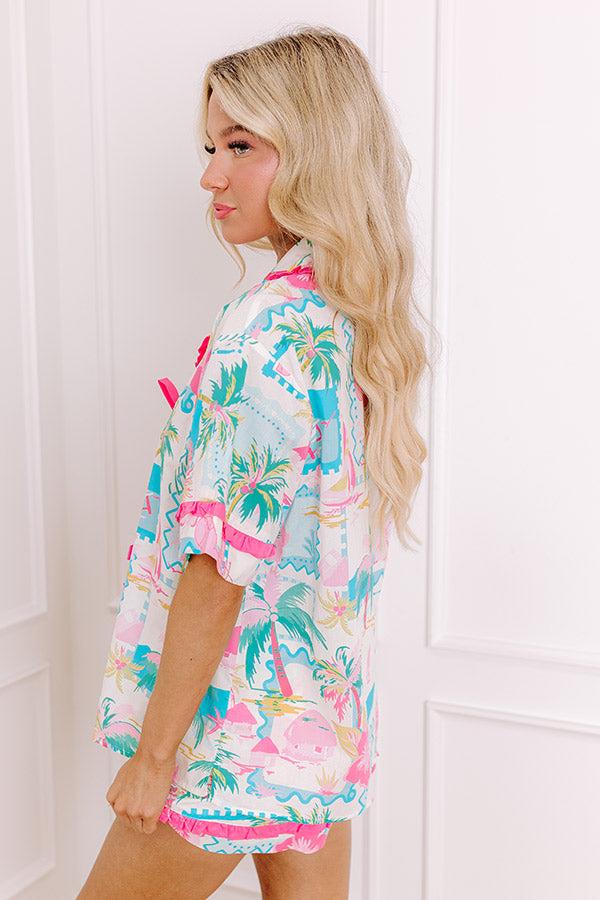 Impressions On Island Time Front Tie Top