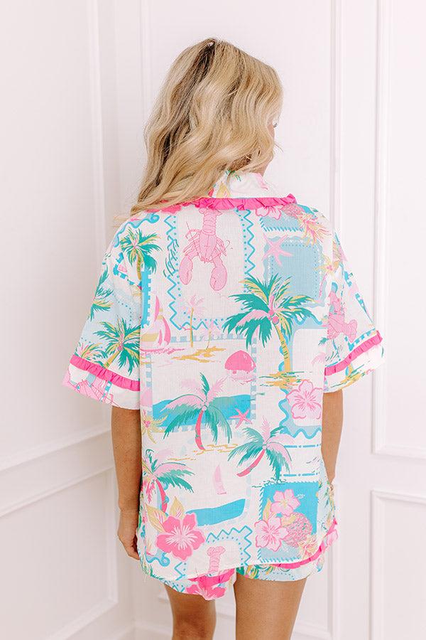 Impressions On Island Time Front Tie Top
