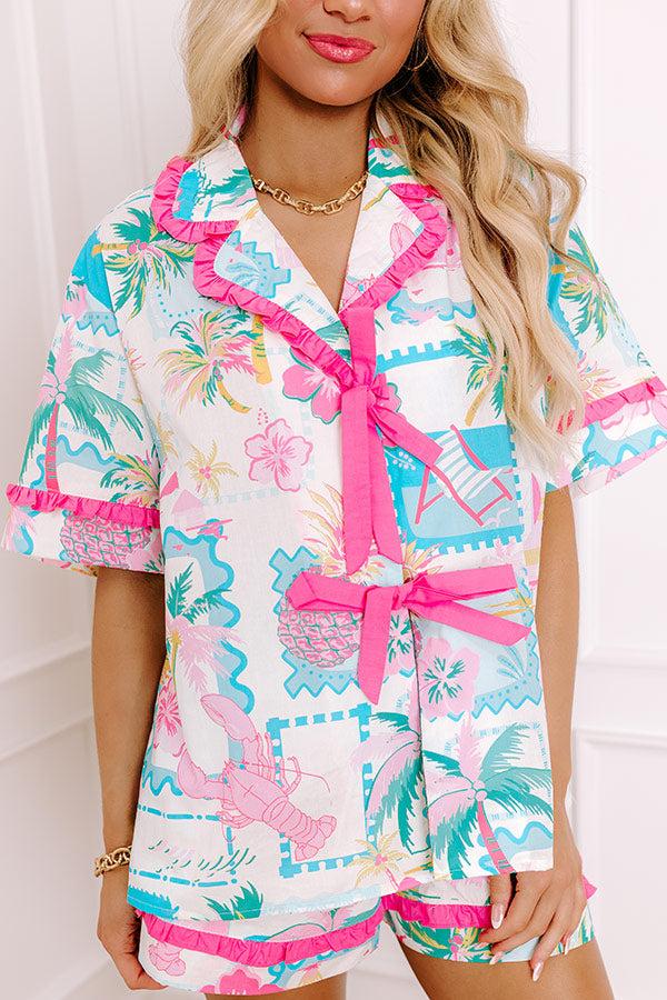 Impressions On Island Time Front Tie Top