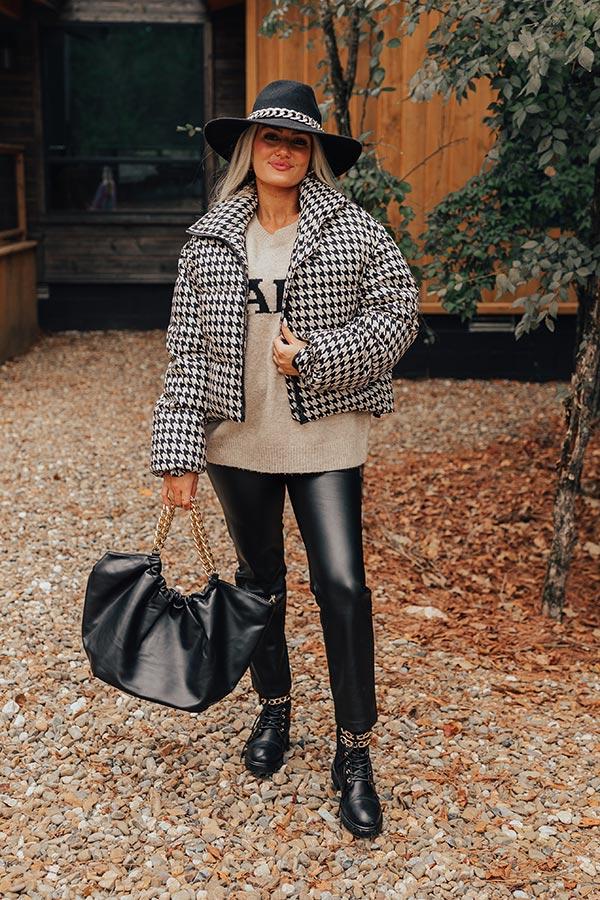 Impressions On The Way Houndstooth Puffer Jacket