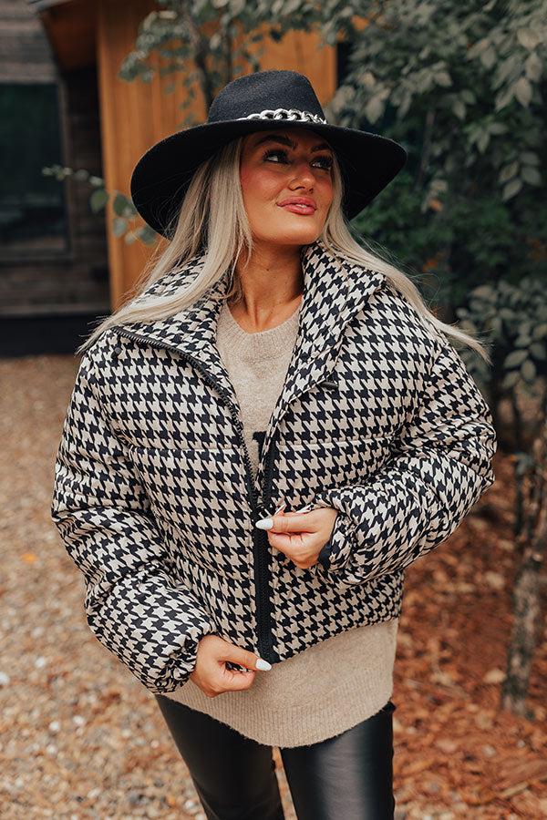 Impressions On The Way Houndstooth Puffer Jacket