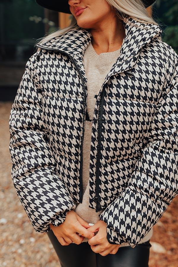 Impressions On The Way Houndstooth Puffer Jacket