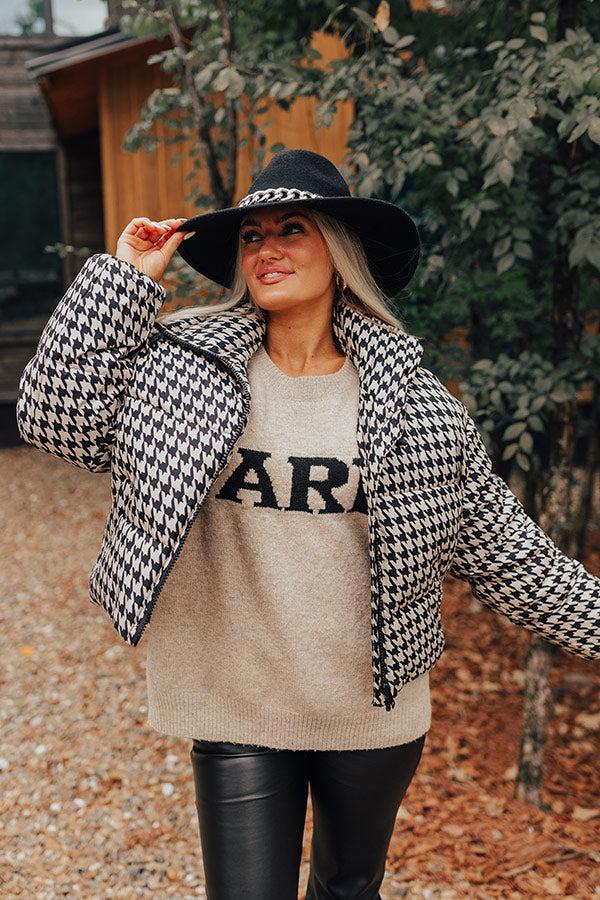 Impressions On The Way Houndstooth Puffer Jacket