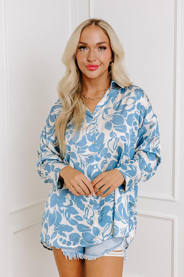 Impressions On Vacay Time Satin Button Up