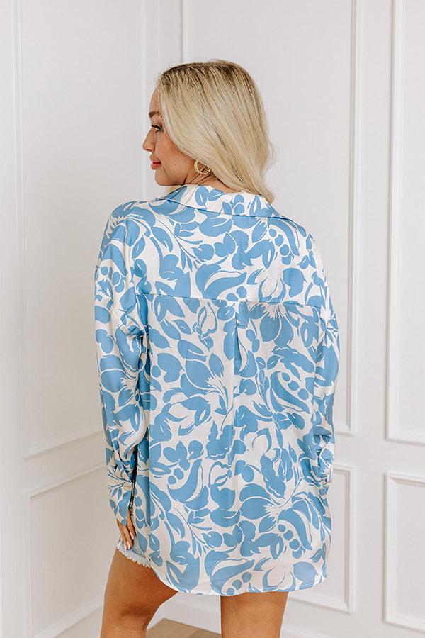 Impressions On Vacay Time Satin Button Up