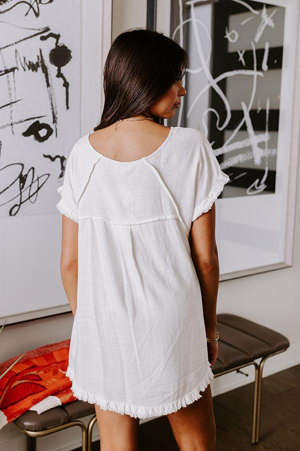 Impressions Open Book Frayed Shift Top In Ivory