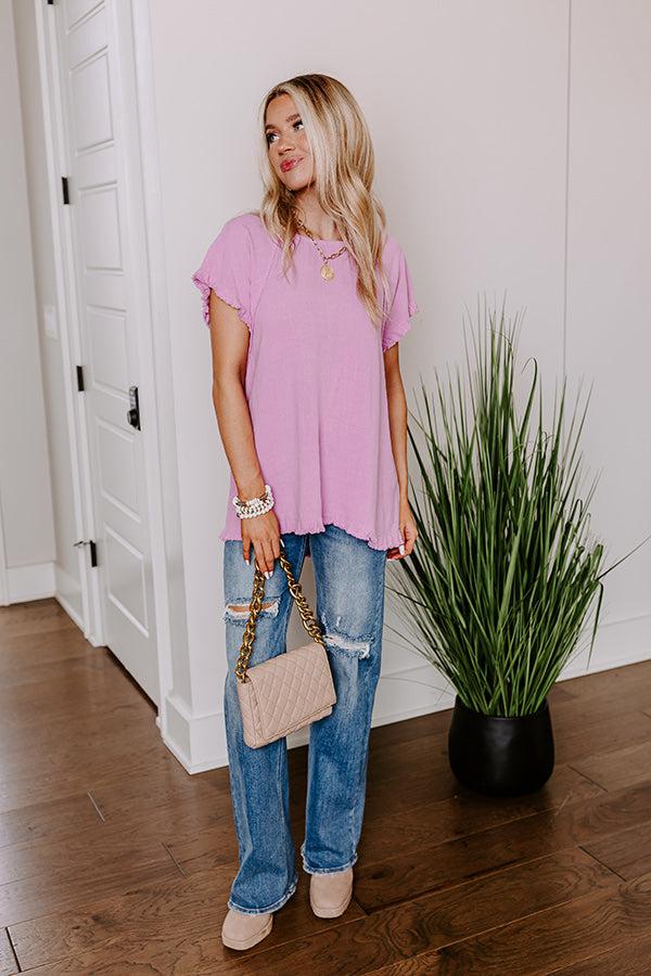 Impressions Open Book Frayed Shift Top In Violet