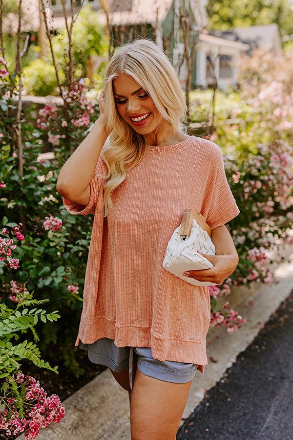 Impressions Opening Act Ribbed Top In Peach Curves