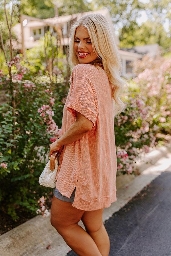 Impressions Opening Act Ribbed Top In Peach Curves