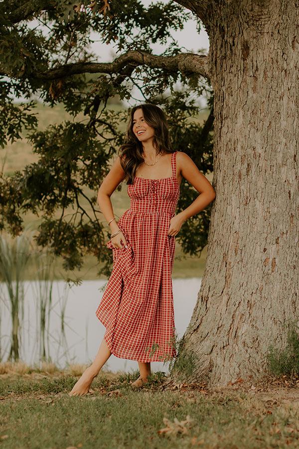Impressions Orchard Picnic Gingham Midi Dress