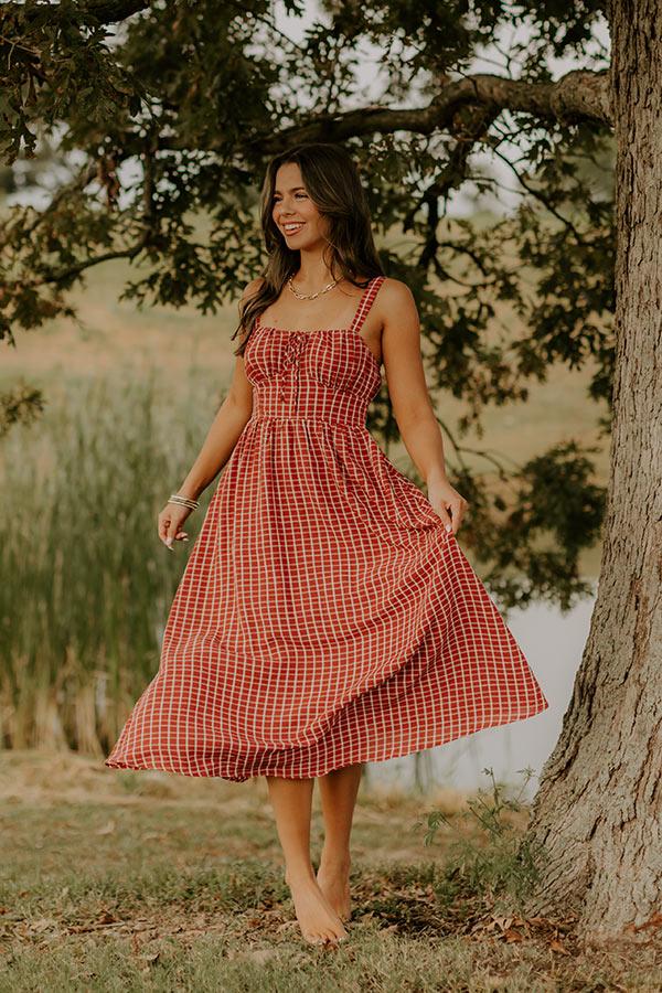 Impressions Orchard Picnic Gingham Midi Dress