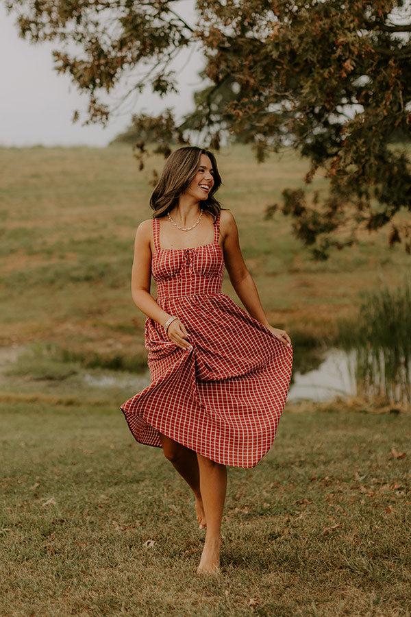 Impressions Orchard Picnic Gingham Midi Dress