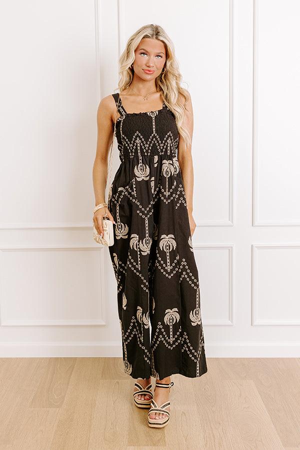 Impressions Palms Away Embroidered Jumpsuit
