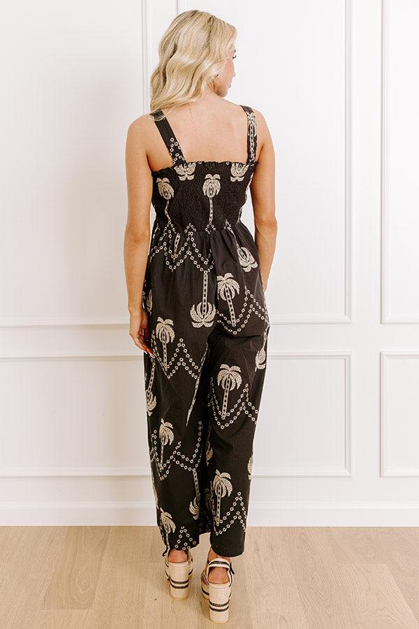 Impressions Palms Away Embroidered Jumpsuit