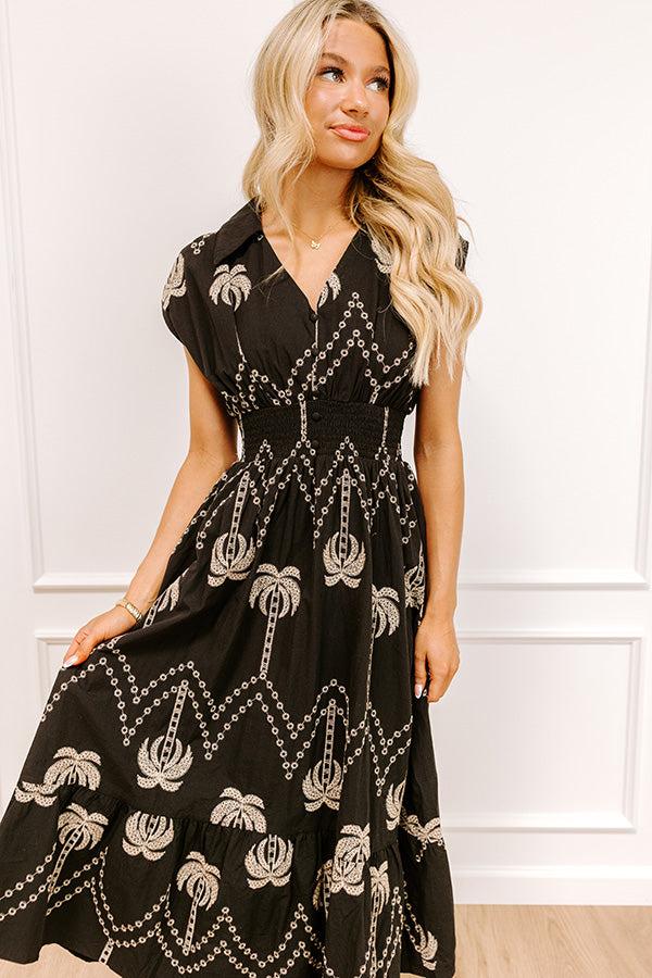 Impressions Palms Away Embroidered Midi Dress