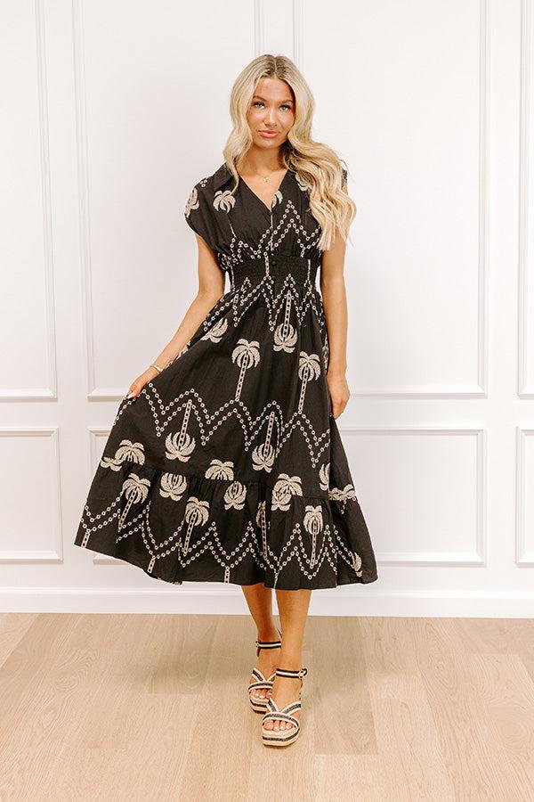 Impressions Palms Away Embroidered Midi Dress