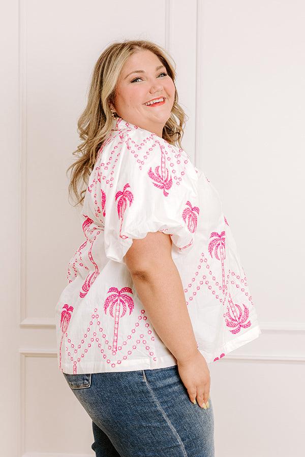 Impressions Palms Away Embroidered Top Curves