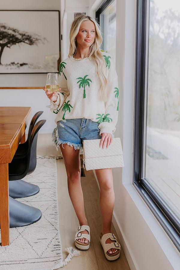 Impressions Palms Away Knit Sweater In Cream