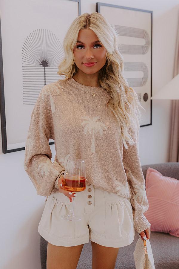 Impressions Palms Away Knit Sweater In Mocha