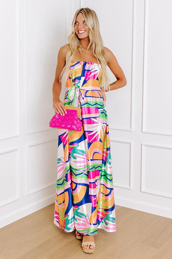 Impressions Paradise Palette Satin Maxi Dress