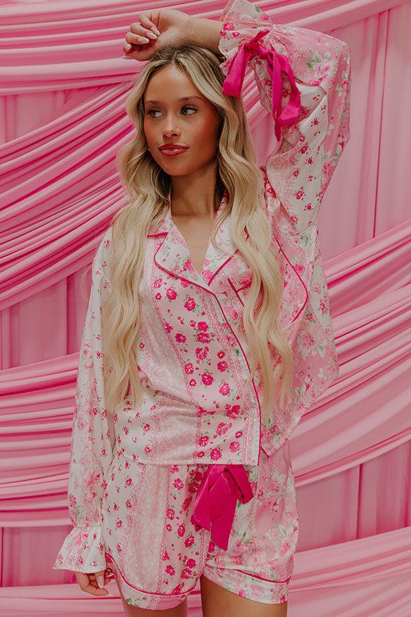 Impressions Paris Mornings Satin Floral Pajama Top