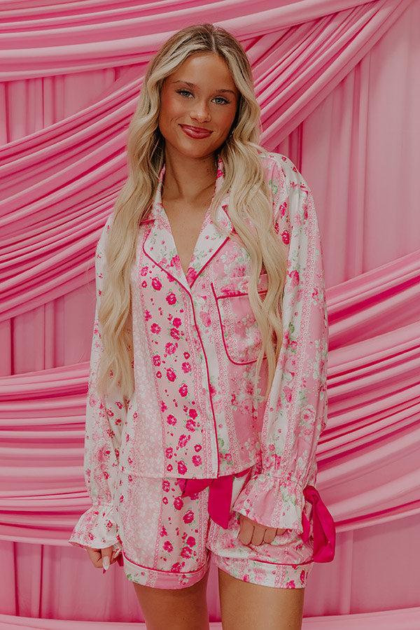 Impressions Paris Mornings Satin Floral Pajama Top