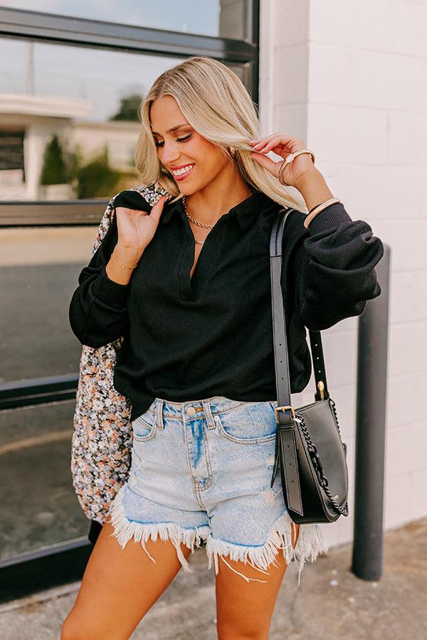 Impressions Park Avenue Ribbed Sweatshirt in Black