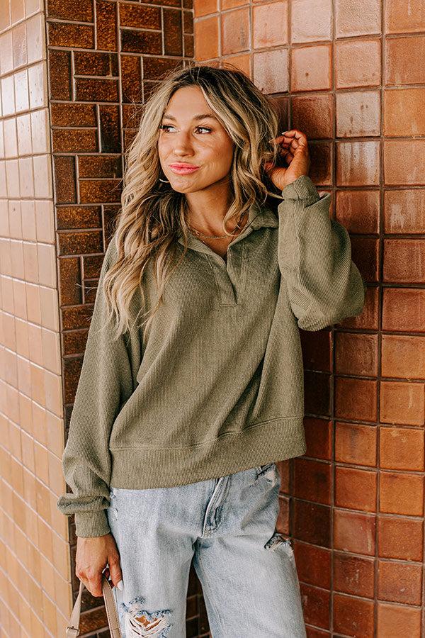 Impressions Park Avenue Ribbed Sweatshirt In Sage