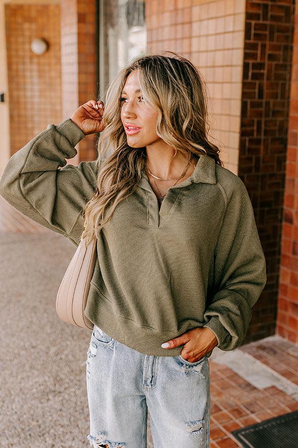 Impressions Park Avenue Ribbed Sweatshirt In Sage