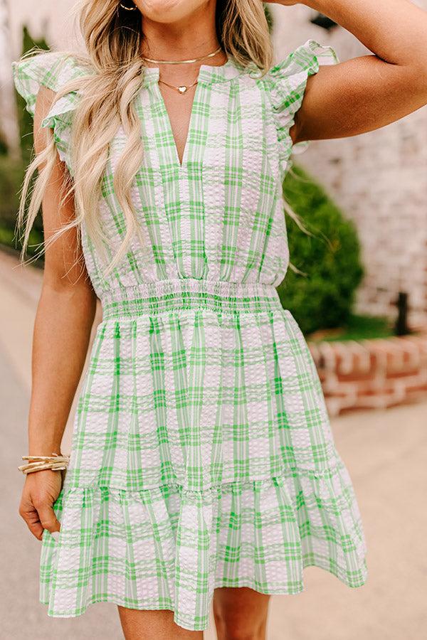 Impressions Parkside Picnic Gingham Romper In Lime