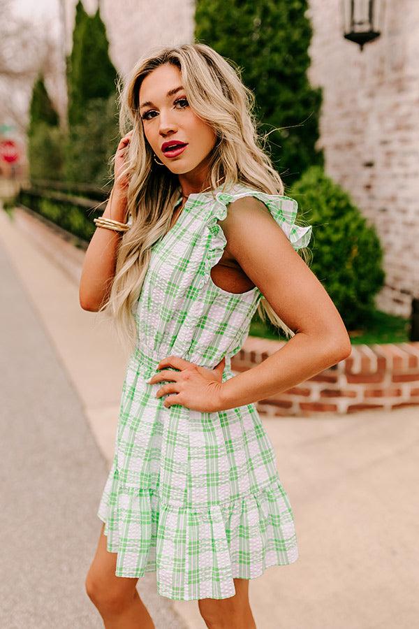 Impressions Parkside Picnic Gingham Romper In Lime