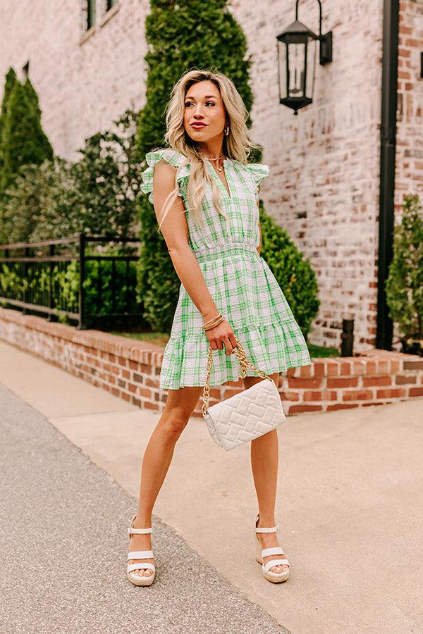 Impressions Parkside Picnic Gingham Romper in Lime