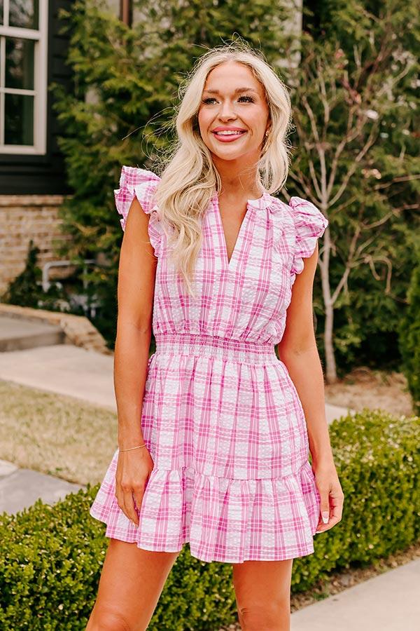 Impressions Parkside Picnic Gingham Romper In Pink