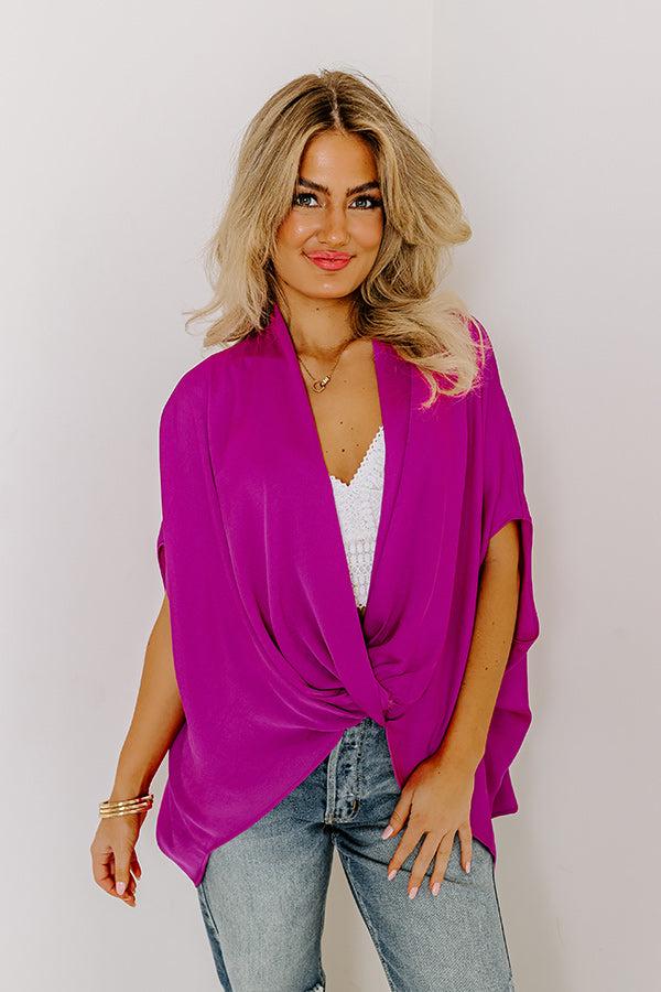 Impressions Party On The Go Surplice Top In Orchid
